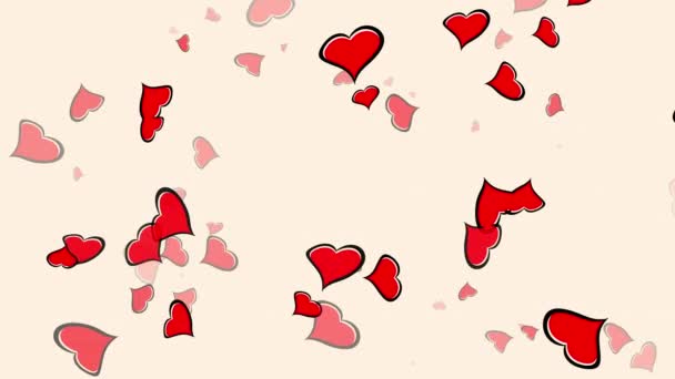 심장을 중심으로 추상적 루프가 흘러나왔습니다 발렌타인데이 결혼식이나 명절을 애니메이션 낭만적 — 비디오