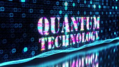 3D animation of Quantum Technology colorful text word flicker light animation loop with digital effect background 4k 3d seamless looping Quantum Technology glitter effect element for intro, 