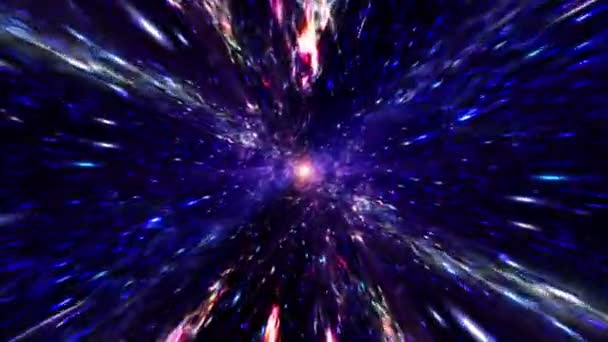 Flying Star Fields Many Particles Hyper Space Warp Dark Blue — Vídeo de Stock