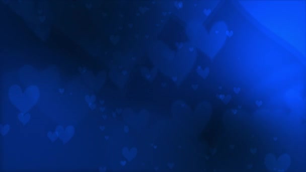 Abstract Loop Flowing Blue Heart Rotation Blue Background Animation Valentine — Stock Video