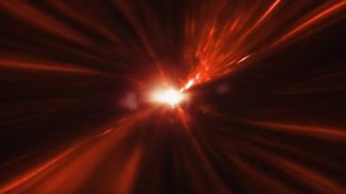 Soyut radyal ışıltılı altın tel örgü girdap tüneli ve ortadaki optik ışık. 4K 3D kusursuz döngü biçimlendirme fütüristik ağ arkaplanı. Parlak işaret fişeği dönen ağ ile soyut bilim kurgu dokusu.