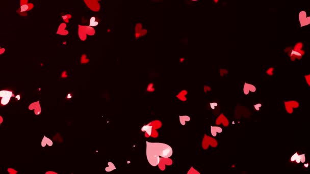 Abstract Loop Flow Gloed Roze Rood Hart Knipperend Geïsoleerd Zwarte — Stockvideo