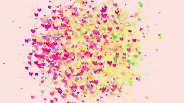 Animación Del Brillante Corazón Burbuja Pastel Muchos Sobre Fondo Pastel — Vídeo de stock