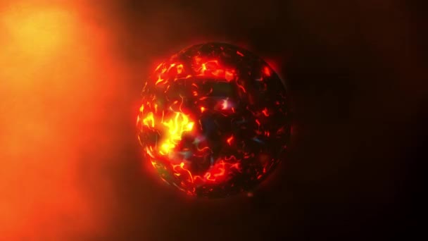 Streszczenie Nieskończonej Pętli Animacji Sci Dark Energy Star Ball Pomarańczowej — Wideo stockowe