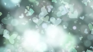 3D Güzel, parlak mavi kalp bokeh ve odaklanmamış bokeh ışık arkaplan. Soyut Düşen Güzel Kalp 4K Döngü Animasyon Arkaplanı Sevgililer Günü, Sevgililer Günü, Anneler Günü, 