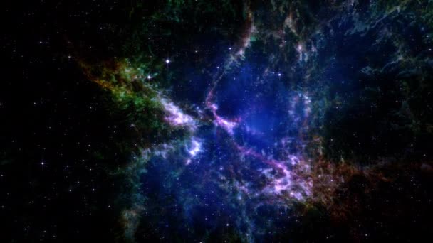 Astratto Volo Arte Digitale Nella Nebulosa Del Granchio Galassia Pulsar — Video Stock