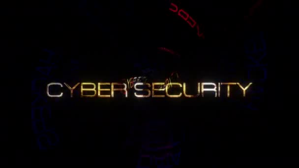 Cyber Security Filmtitel Bakgrund Med Abstrakta Digitala Sci Futuristiska Högteknologiska — Stockvideo