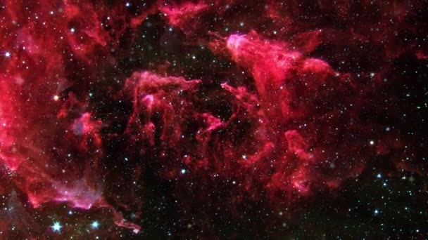 Voo Espacial Loop Abstrato Voa Para Misteriosa Nuvem Nebulosa Vermelha — Vídeo de Stock