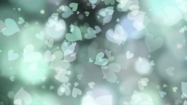 3 Boyutlu Parlak Yeşil Kalp Bokeh ve Odaklanmamış Bokeh Işık Arkaplanı. Soyut Düşen Güzel Kalp 4K Döngü Animasyon Arkaplanı Sevgililer Günü, Sevgililer Günü, Anneler Günü, 