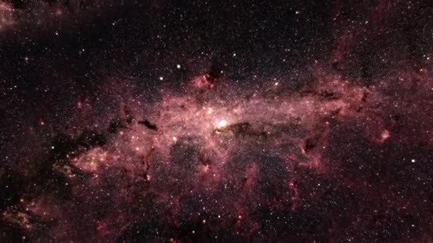 Loop Space Galaxie Reise Erforschung Der Glühenden Rosa Geheimnisvollen Nebelwolke — Stockvideo