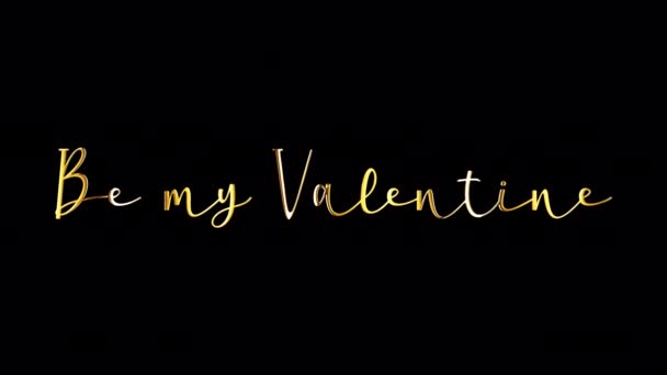 Valentine Gold Text Τίτλοι Background Typography Valentine Isolated Alpha Channel — Αρχείο Βίντεο