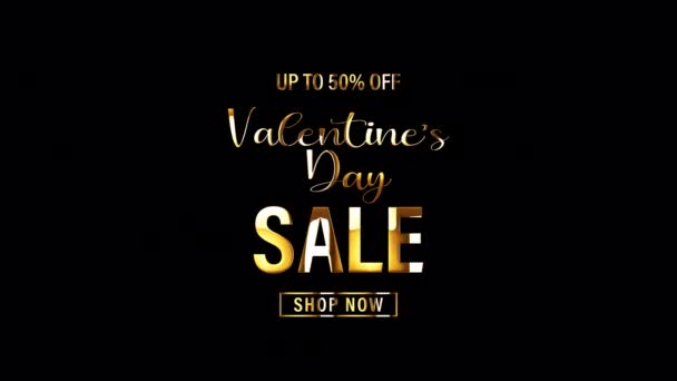 Legfeljebb Percent Valentine Day Sale Golden Text Light Motion Animation — Stock videók