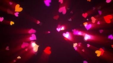 Soyut döngü koyu arka planda izole edilmiş renkli, parlak bir kalple aşağı akıyor. Sevgililer Günü için animasyon, doğum günü partisi, düğün ya da herhangi bir tatil için. Romantik animasyon için arka plan. 