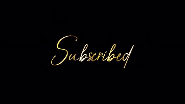 Sbuscribe Gold Text Titles Background Typography Subscribe Isolated Alpha Channel — стокове відео