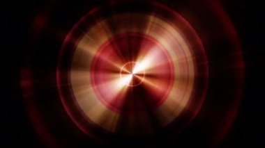 Soyut Güzel Kırmızı Radyasyon Çemberi Hipnotik Gizemli Enerji Dalgaları Yayılıyor. 4K 3D kusursuz döngü. Psikedelik uzay temalı animasyon arkaplanı. VJ Döngüsü. 