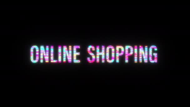 Online Shopping Färgglada Text Ord Flimmer Ljus Animation Loop Med — Stockvideo