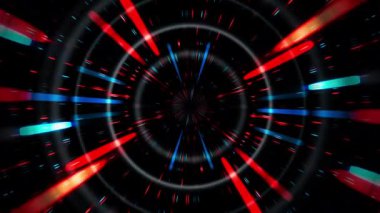 Kırmızı mavi dalga daire ızgarasının dijital animasyonu. Fayans KUD görselleştirmesi. 4K 3D kusursuz döngü mozaik sanat yaratıcı fütüristik bilim teknolojisi soyut arka plan kavramı.