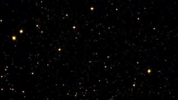 Kusursuz Parlak Altın Yıldız Döngüsü Siyah Arkaplan Üzerinde Animasyon Galaksi — Stok video