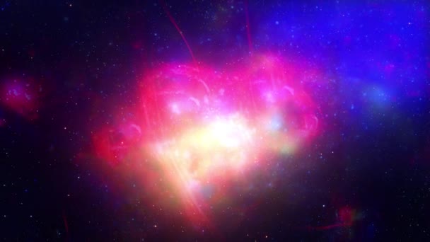Sömlös Loop Galax Utforskning Genom Yttre Rymden Mot Glödande Färgglada — Stockvideo