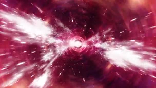 Abstract Roșu Strălucire Hiperspațiu Warp Tunel Energie Prin Spațiu Timp — Videoclip de stoc