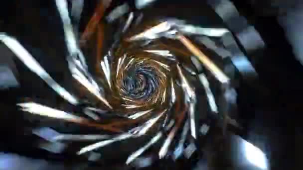 超大空间涡旋隧道中的星间环路超大空间涡旋隧道 超大空间涡旋隧道中的科幻星间环路穿越虫孔 — 图库视频影像