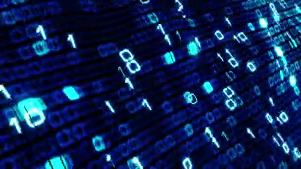 Перспектива Науково Футуристична Технологія Синьою Цифровою Сіткою Бінарного Потоку Текстури — стокове відео