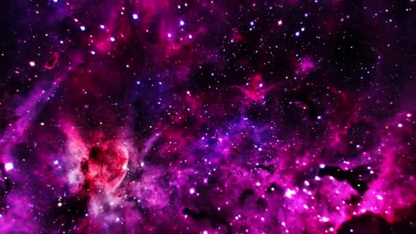Space Travel Glow Pink Purple Red Nebula Milky Way Cloud — Stock Video