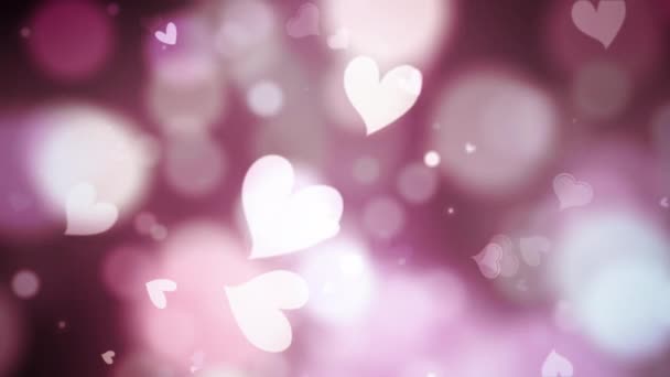 Beautiful Glow Pink Heart Bokeh Unfocused Bokeh Light Background Abstract — Stock Video