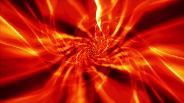 要旨輝く赤い炎渦エネルギーが動き出す背景 3Dレンダリング燃える炎の旋回アニメーショントンネルループ材料 エネルギー波と輝く粒子 明るい地獄の螺旋 — ストック動画