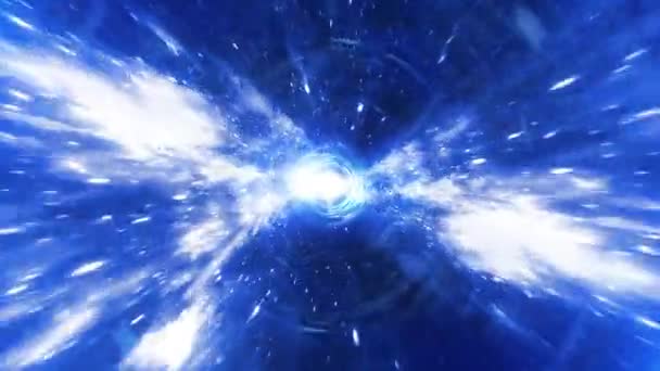 Abstract Interstellaire Vlucht Tijdreis Sprong Wazig Blauwe Ster Hyperruimte Tunnel — Stockvideo