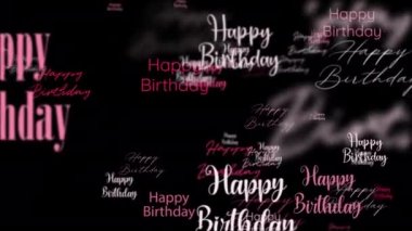 Mutlu Yıllar 'ın animasyon döngüsü. Kırmızı pembe kelime akıyor. Giriş elementi, boş kopya alanına sahip başlık pankartı. 