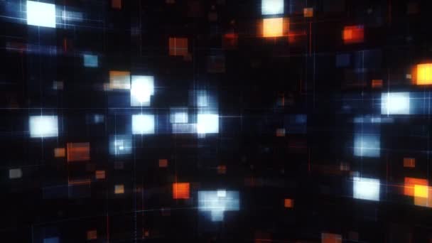 Rendering Abstract Digitale Technologie Oranje Wit Blauw Rooster Lijn Verstoren — Stockvideo