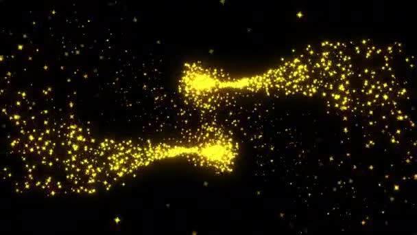Зацикленные Желтые Светящиеся Частицы Звезды Движения Симметричные Всплеск Качели Рендеринг — стоковое видео