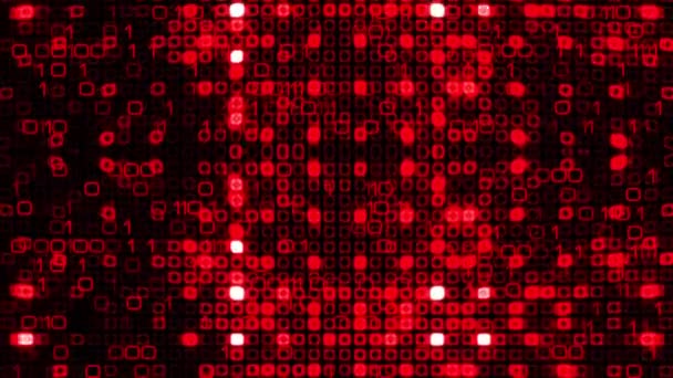 Perspektywa Sci Futurystyczna Technologia Czerwonym Cyfrowym Przepływem Binarnym Dół Ściany — Wideo stockowe