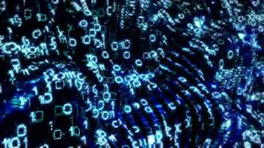 Siyah zemin üzerinde soyut 3D Sihirli mavi dijital akış hareketi. Fütürist matris ışık efekti Fütürist neon arkaplan, morötesi ışıldayan çizgiler, lazer ışınları, hız 