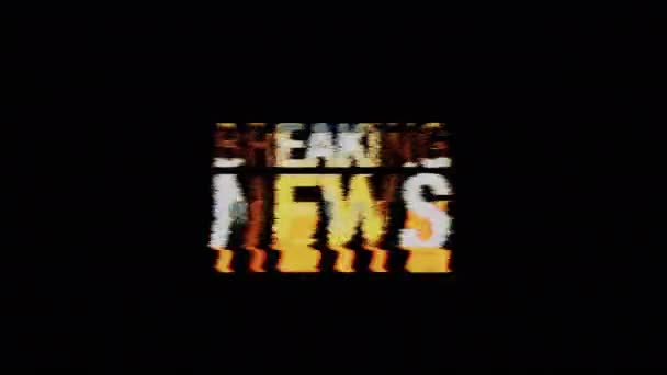 Breaking News Text Word Gold Light Animation Loop Glitch Text — Stock video