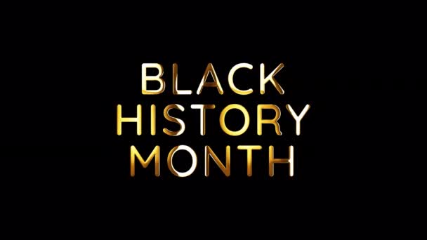 Black History Mês Texto Dourado Com Efeito Luz Renderização Isolado — Vídeo de Stock