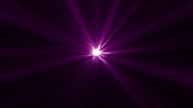 4K Pürüzsüz döngü merkezi mor ışık simetrik flaş ışıkları optik lens parlamaları parlak animasyon sanatının arka planını etkiler. Soyut aydınlatma lambası efekti dinamik mor renkli parlak video görüntüleri.