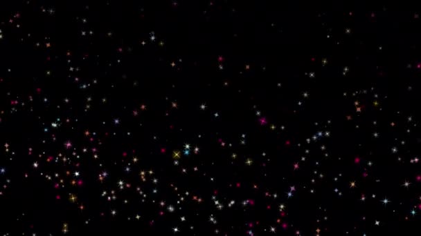 Fond Abstrait Coloré Nombreuses Particules Étoiles Brillantes Flottent Vers Haut — Video