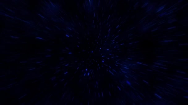 速度运动超空间跳跃穿过蓝星冲出田野 到达一个遥远的空间 3D渲染在星空中飞行 通过虫孔飞行至最后的极轻慢动作 — 图库视频影像