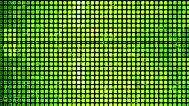 Resumen Inconsútil Bucle Binario Flujo Dígitos Verde Limón Luces Cuadradas — Vídeos de Stock