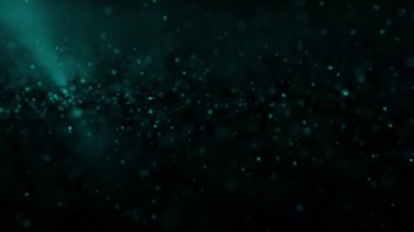 Soyut teknoloji arka plan yeşil mavi bulanık dijital parçacıklar siyah üzerine düşer. Gelecekçi nokta dalgası. Büyük veri. 4K 3D görüntüleme. Teknoloji dünyası sunumu için soyut dijital dalga animasyonu. 