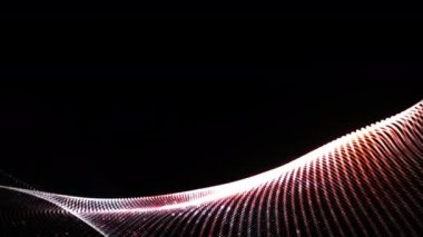 Soyut 3D görüntüleme teknolojisi altın turuncu noktalar dijital dalga arkaplan kavramı. 4K kusursuz döngü güzel hareketli dalgalanan noktalar parlayan odaksız parçacıklar. Bilim, İş, Teknoloji