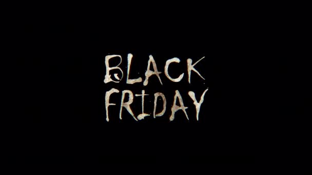 Spálit Text Slova Černý Pátek Zlatý Lesk Osvětlení Black Friday — Stock video