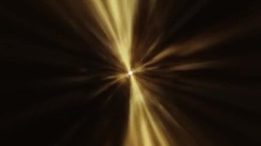 Merkezdeki yıldız dönüşünden yayılan merkezi parlama ışıklarıyla dönen soyut bir döngü. 4K 3D fraktallar kusursuz döngü sonsuz karmaşık parlayan radyal ışık çizgileri bilim teknolojisi arka planı için