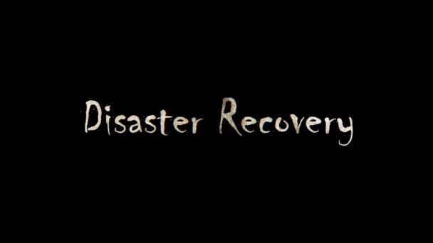 Bakar Teks Kata Pemulihan Bencana Sinar Emas Dari Animasi Loop — Stok Video