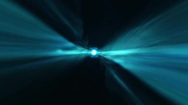 Soyut mavi merkezli optik işaret fişeği parlayan ışık saçar. 4K 3D kusursuz döngü biçimlendirme fütüristik ağ arkaplanı. Parlak işaret fişeği dönen ağ ile soyut bilim kurgu dokusu. 