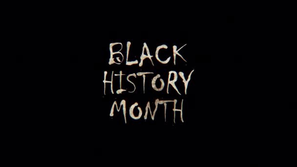 Queimar Texto Black History Mês Palavra Iluminação Brilho Dourado Black — Vídeo de Stock