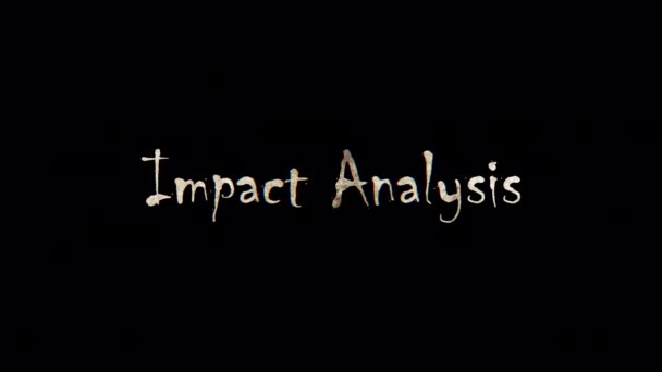 Сожги Текст Слова Анализ Воздействия Золотистый Блеск Мультипликации Impact Analysis — стоковое видео
