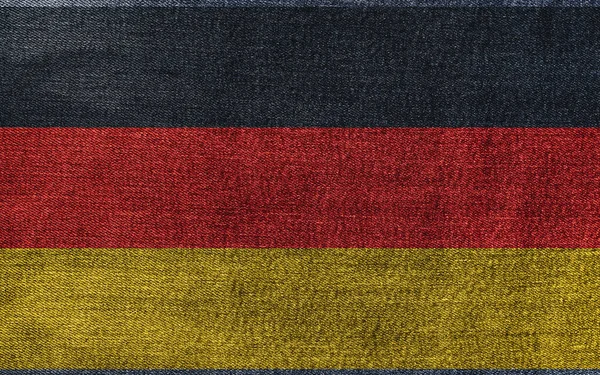 德国国旗的抽象概念背景 Dark Grungy National Flag Federal Republic Germany Denim Frabric — 图库照片